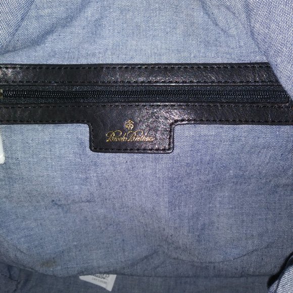 Brook Brothers Leather Black Tan Hobo Bag - Picture 13 of 16
